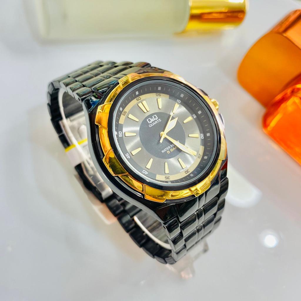 RELOJ CABALLERO Q&Q PULSO ACERO NEGRO